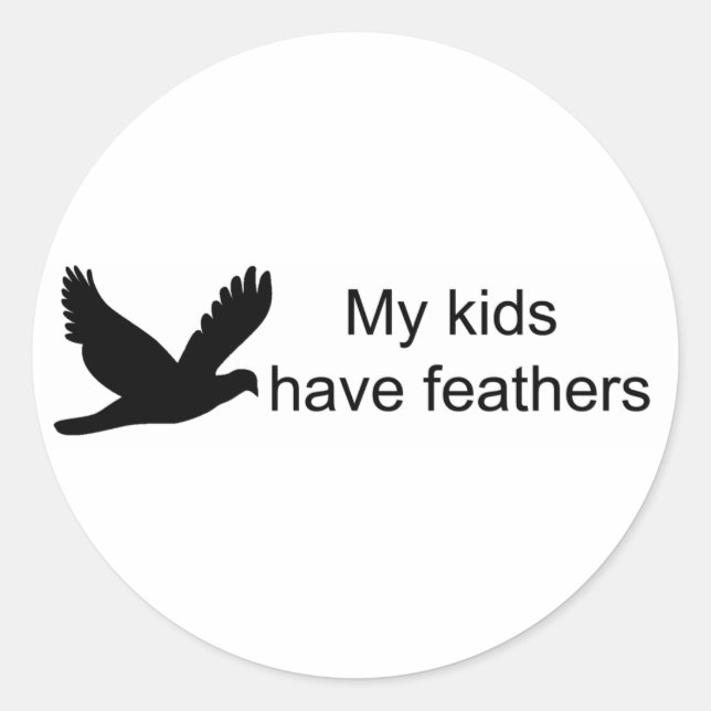 Pegatina Redonda Mis hijos tienen Pegatinas de plumas (Anverso)