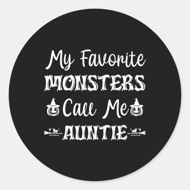 Pegatina Redonda Mis monstruos favoritos me llaman tía gato diverti (Anverso)