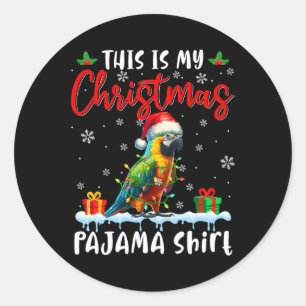 Pegatina Redonda Mis Navidades Pajama Santa Parrot Animales Noches 