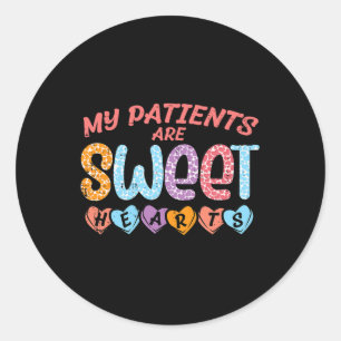 Pegatina Redonda Mis pacientes dulces corazones Valentine Day Enfer
