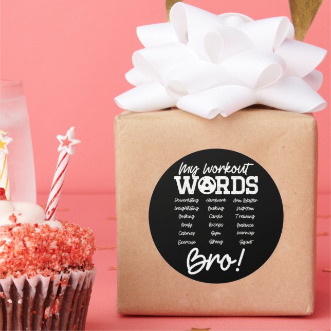 Pegatina Redonda ¿Mis Palabras Motivadoras? Divertido entrenamiento (Fiesta)