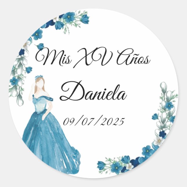 Pegatina Redonda mis pegatinas XV (Anverso)