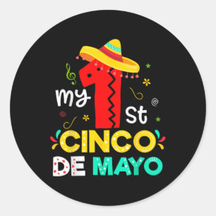 Pegatina Redonda Mis primeros Chicas del Cinco De Mayo Fiesta para 