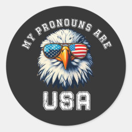Pegatina Redonda Mis Pronombres Son USA