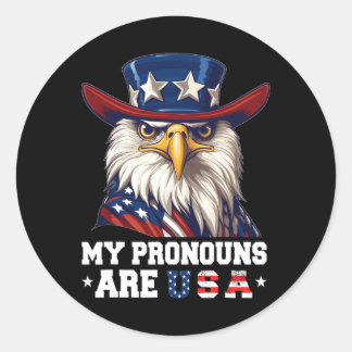 Pegatina Redonda Mis Pronounes Son Eagle Divertido De Eeuu 4 De Jul