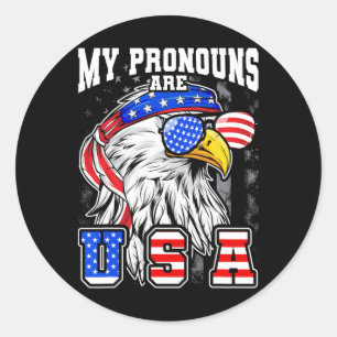 Pegatina Redonda Mis Pronunciantes Son Eagle Estadounidense Funny 4