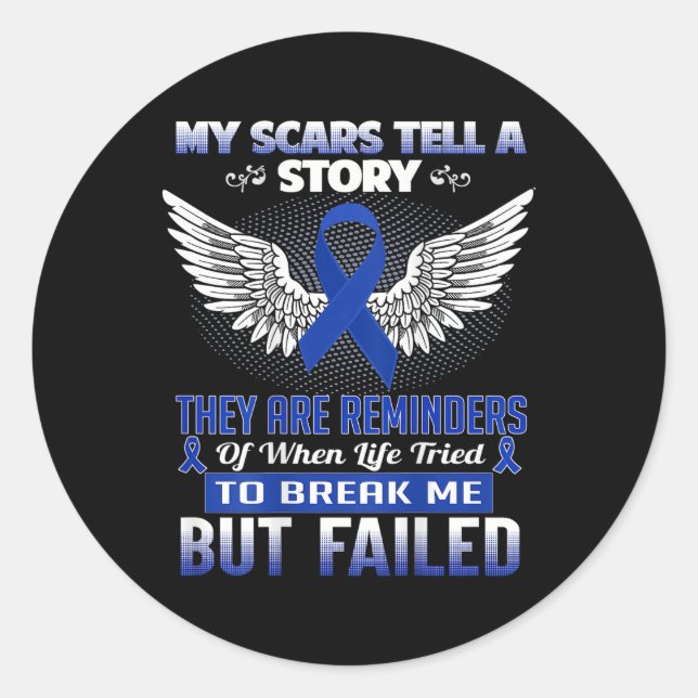 Pegatina Redonda Mis Scars Cuentan Una Historia - Conciencia Sobre  (Anverso)