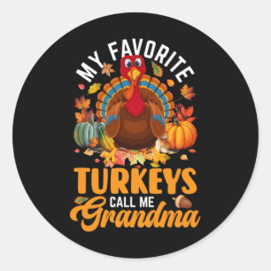 Pegatina Redonda Mis Turquía favoritas me llaman abuela feliz graci
