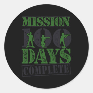 Pegatina Redonda Misión 100 días Completar el programa de la escuel
