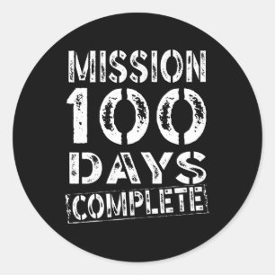 Pegatina Redonda Misión 100 Días Escolares Completa De Niños Soldad