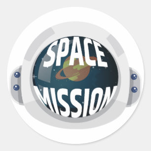Pegatina Redonda Misión espacial