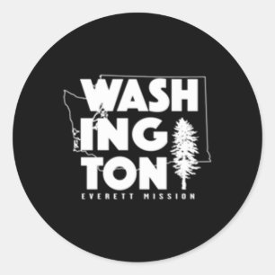Pegatina Redonda Misión Everett de Washington