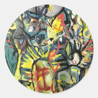 Pegatina Redonda Misión Pintura Abstracta Hankamer Artjunkhaus Arte