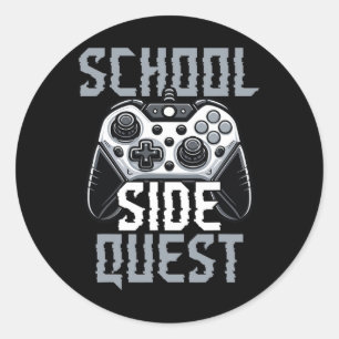 Pegatina Redonda Misión Secundaria Escolar Gamer Divertido Ck a la