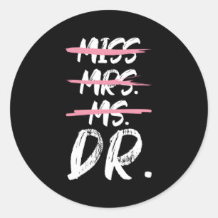 Pegatina Redonda Miss Sra. Doctorado