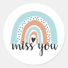 Pegatina Redonda Miss You Rainbow Heart Blue Peach