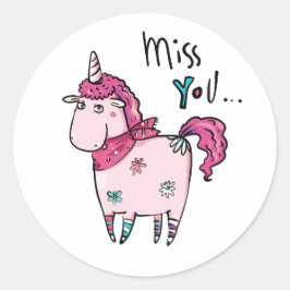Pegatina Redonda Miss You Unicorn
