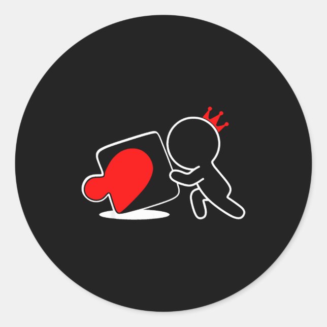 Pegatina Redonda Missing Ece Heart Puzzle Couple Matching Valentine (Anverso)