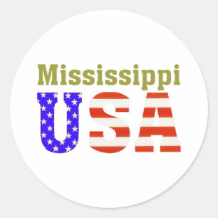 Pegatina Redonda ¡Mississippi los E.E.U.U.!