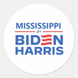 Pegatina Redonda Mississippi para Biden Harris