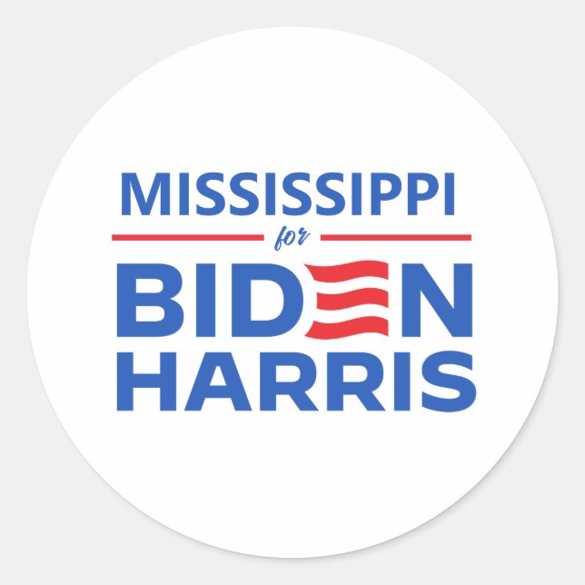 Pegatina Redonda Mississippi para Biden Harris (Anverso)