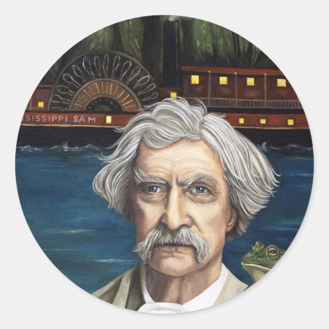 Pegatina Redonda Mississippi Sam Aka Mark Twain (Anverso)