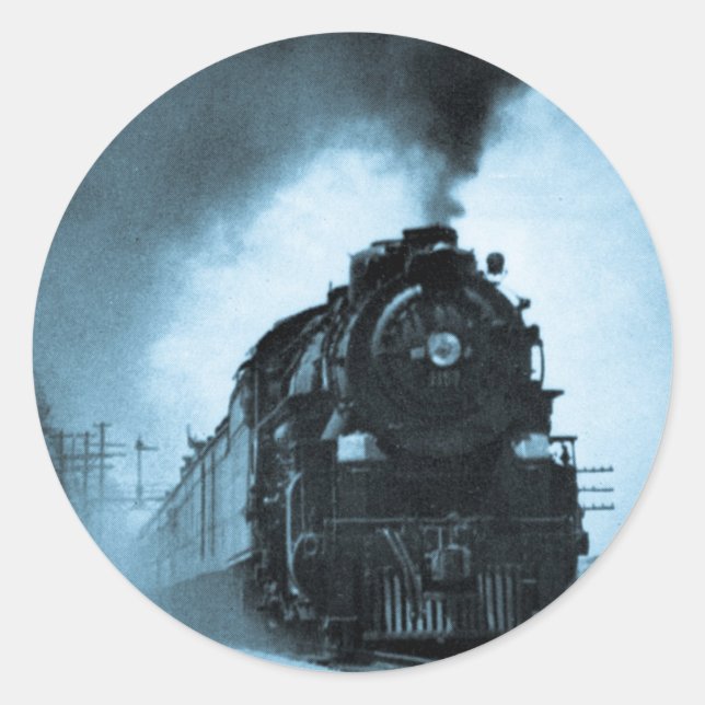 Pegatina Redonda Missouri Pacific Steam Passenger Cyan (Anverso)