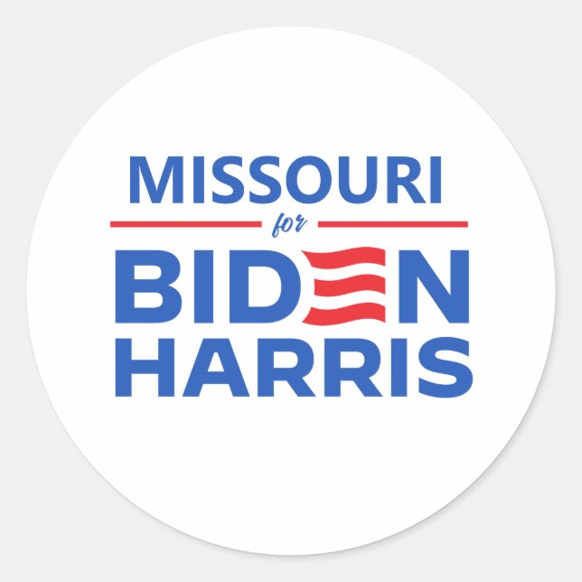 Pegatina Redonda Missouri para Biden Harris (Anverso)