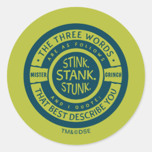 Pegatina Redonda Mister Grinch   Stink Stank Stunk
