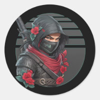 Misterioso guerrero Ninja con espada y bufanda roj