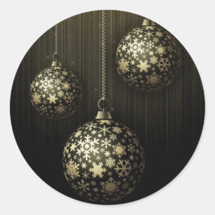 Pegatina Redonda Misteriosos Navidades - Ornamentos de copos de nie
