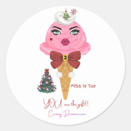 Pegatina Redonda Mistletoe Christmas kissing sticker