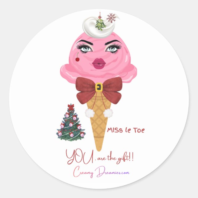 Pegatina Redonda Mistletoe Christmas kissing sticker (Anverso)