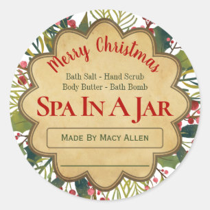 Pegatina Redonda Mistletoe Holly Navidades Spa En Un Jar Ideas