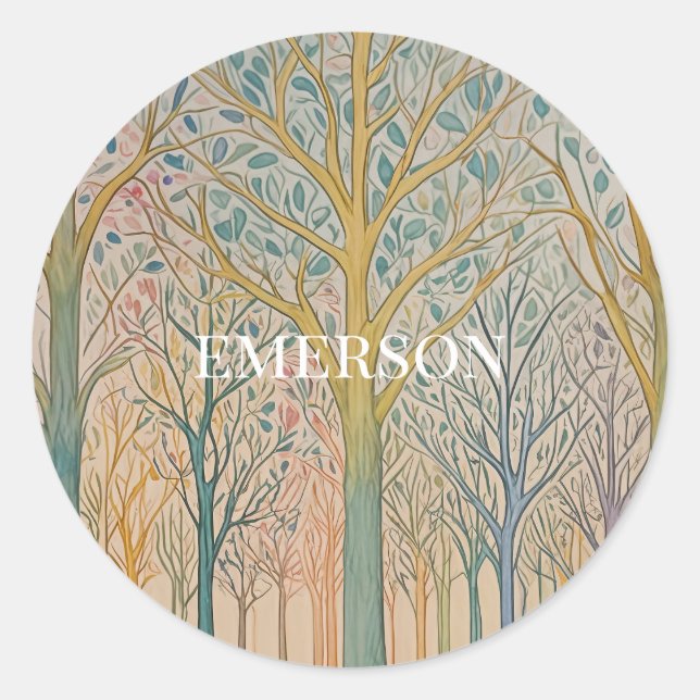 Pegatina Redonda Misty Reverie (Anverso)