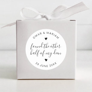 Pegatina Redonda Mitad de mi elegante cita con texto negro