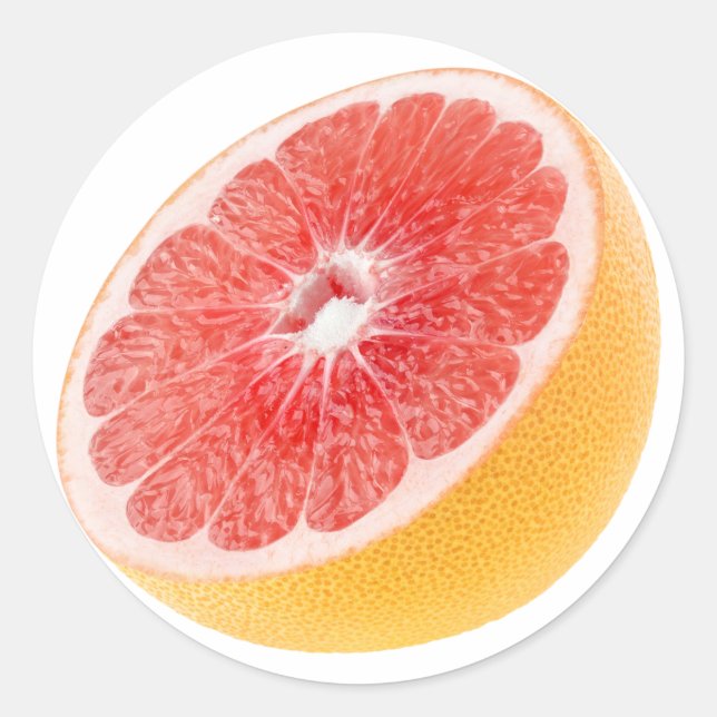 Pegatina Redonda Mitad de pomelo (Anverso)
