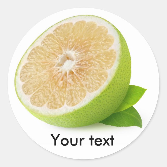 Pegatina Redonda Mitad de pomelo blanco (Anverso)