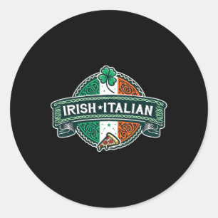 Pegatina Redonda Mitad irlandés mitad italiano Funny Irlandés Shamr