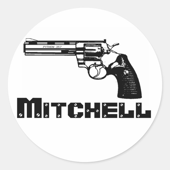 Pegatina Redonda ¡Mitchell! (Anverso)
