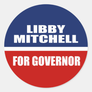 PEGATINA REDONDA MITCHELL DE LIBBY PARA EL GOBERNADOR
