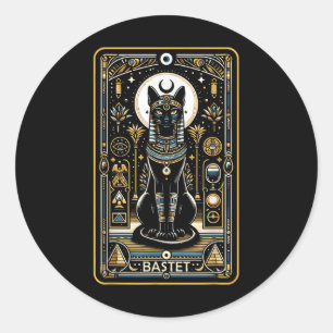 Pegatina Redonda Mítolog egipcio de Bastet Cat Goddess