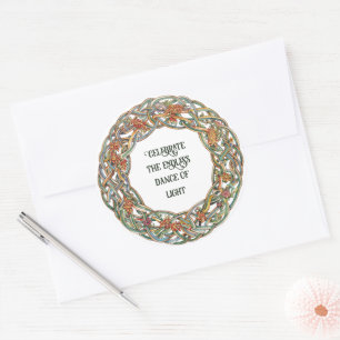 Pegatina Redonda Mitología celta y símbolos solares Litha