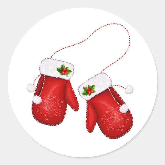 Pegatina Redonda Mitones rojos (Anverso)