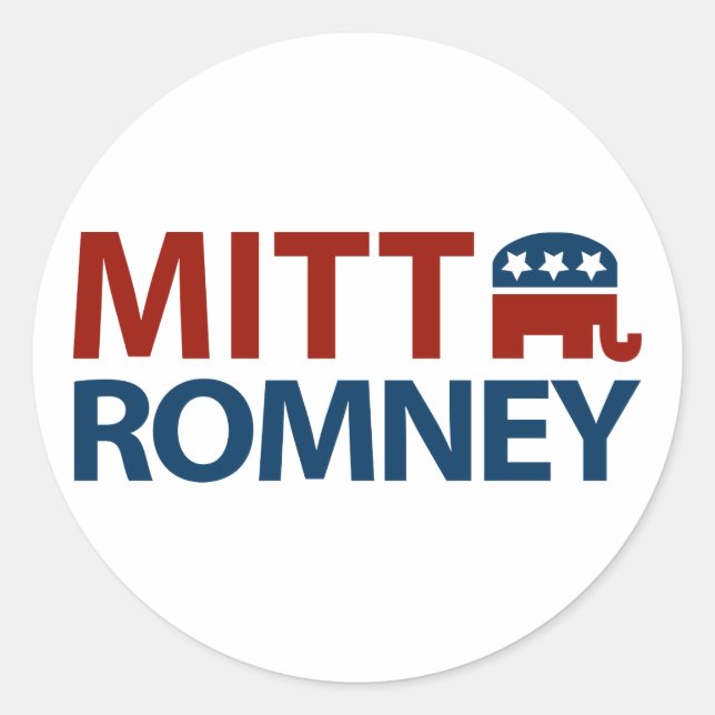 Pegatina Redonda Mitt Romney GOP (Anverso)