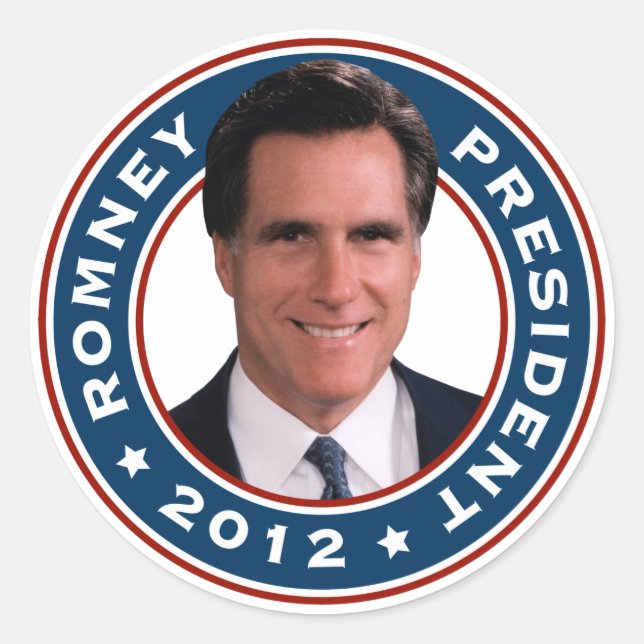 Pegatina Redonda Mitt Romney President 2012 (Anverso)