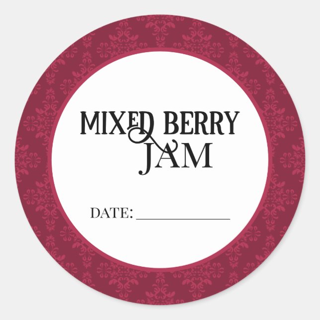 Pegatina Redonda Mixed Berry Jam Canning Lid Labels (Anverso)