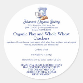 Pegatina Redonda Mixer Bread Bakery Pastry Chef Food Product Label