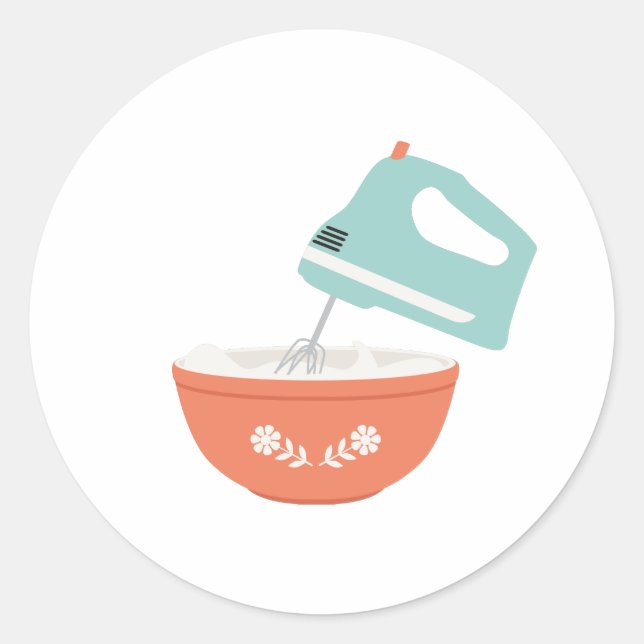 Pegatina Redonda Mixer y Bowl (Anverso)