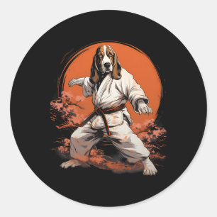 Pegatina Redonda Mma Bet Hound Dog Karate